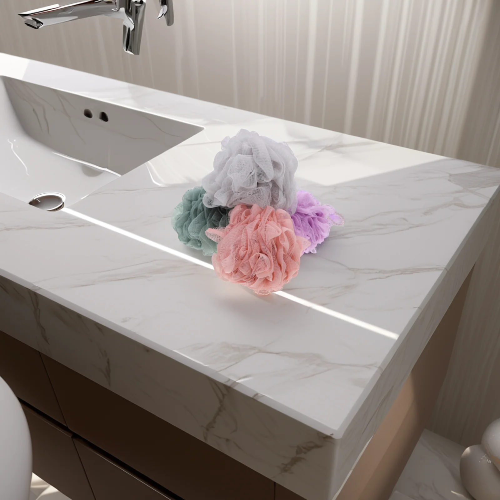 

4Pcs Ultra-Soft Bath Loofah Set Rich Foam Shower Scrubber Exfoliating Body Wash Accessories Travel Loofah Shower Body Scrubber