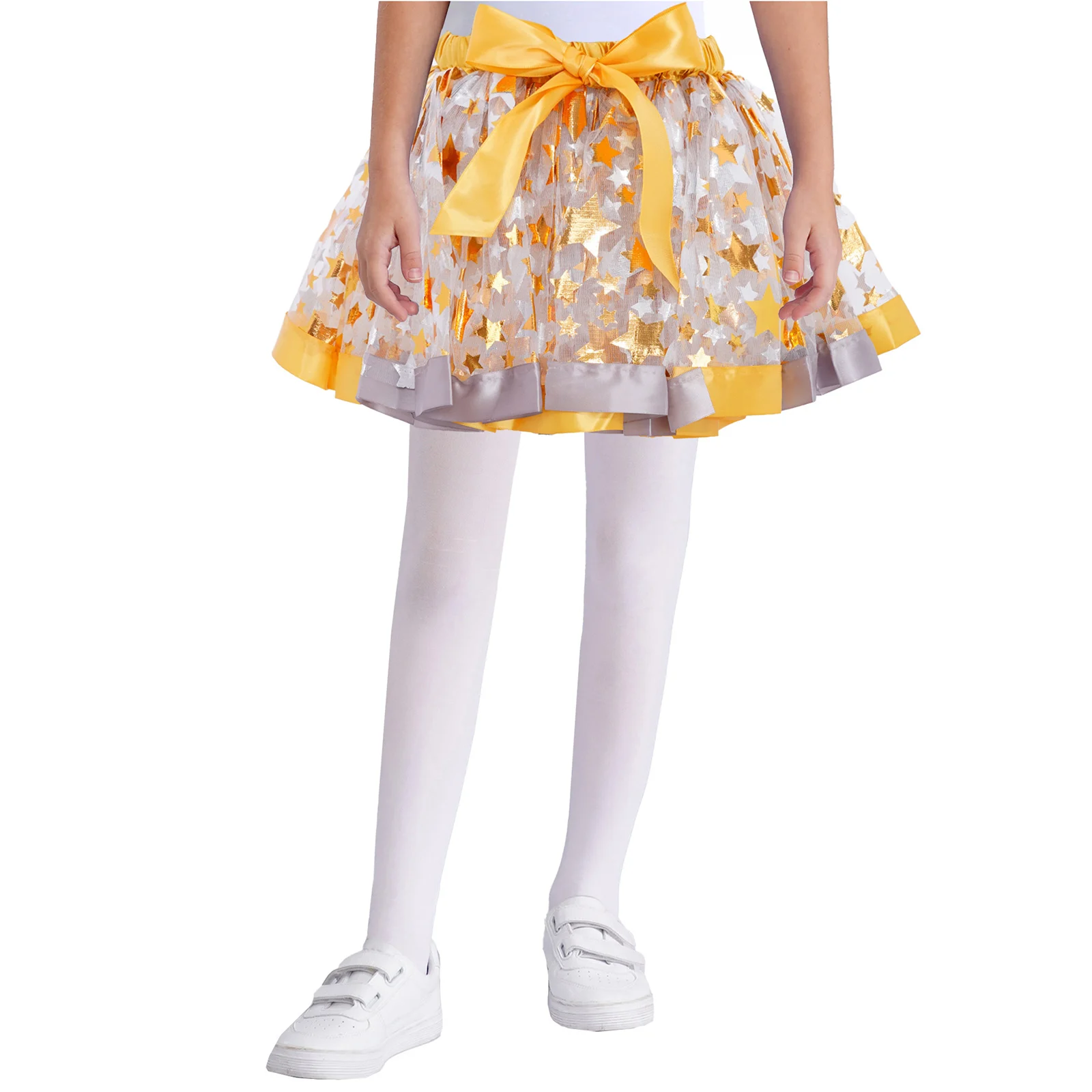 

Kids Girls Ballet Skirts Bowknot Shiny Sequins Layered Tulle Tutu Skirt with Lining Birthday Party Stage Performance Costume