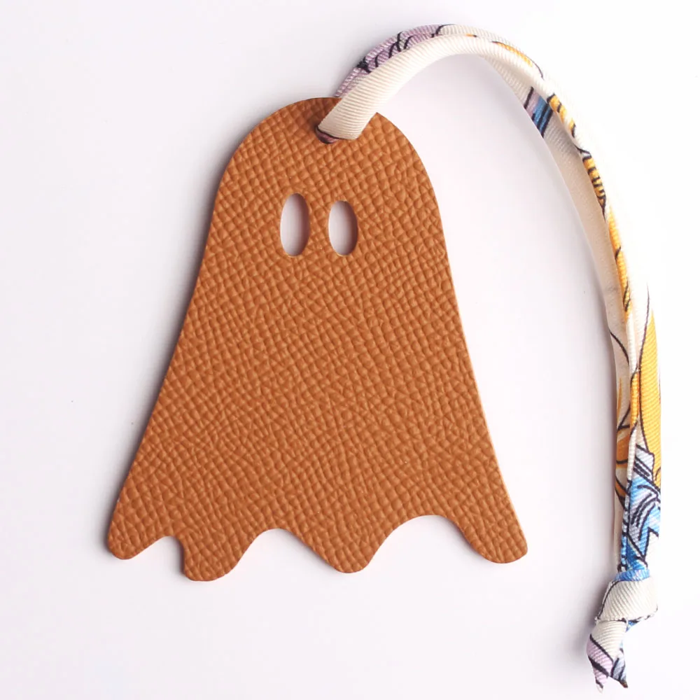 

Real Leather Double Faces Silk Ribbon GOST Keychain Key Chain Women Bag Charm Backpack Pendant