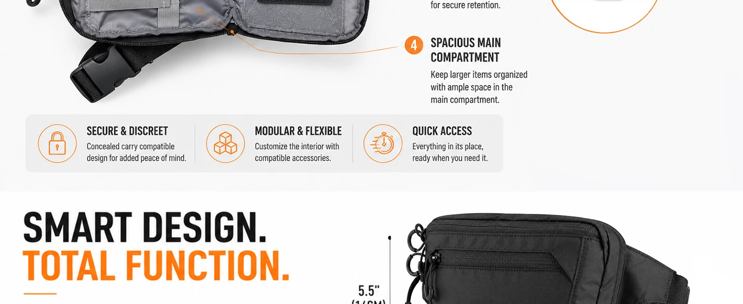 Taktische Sport-Gürteltasche für verdecktes Tragen, Crossbody-Tasche, Handwaffentasche für Workout, Reisen, Laufen – Detail 2