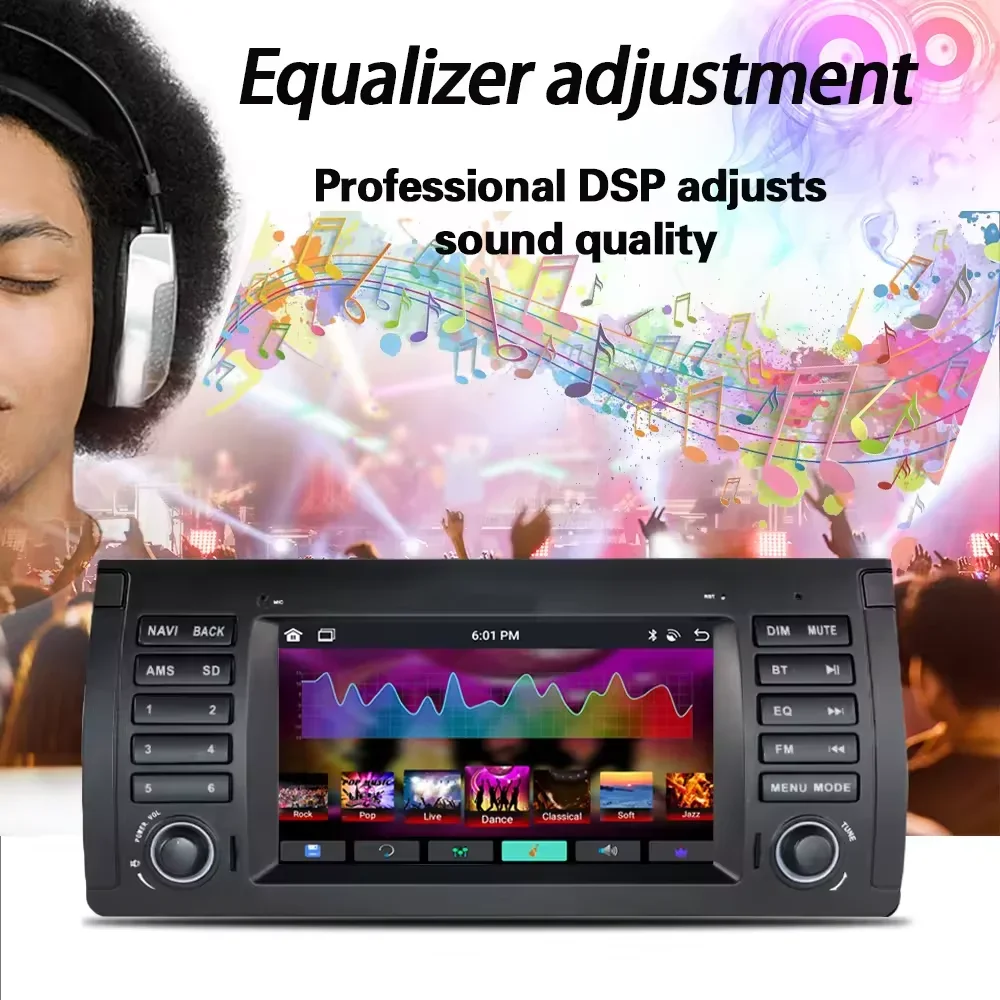 7-inch Android 13 car radio multimedia player wireless carplay auto suitable for BMW 5 Series X5 E53 M5E39car DVD Bluetooth