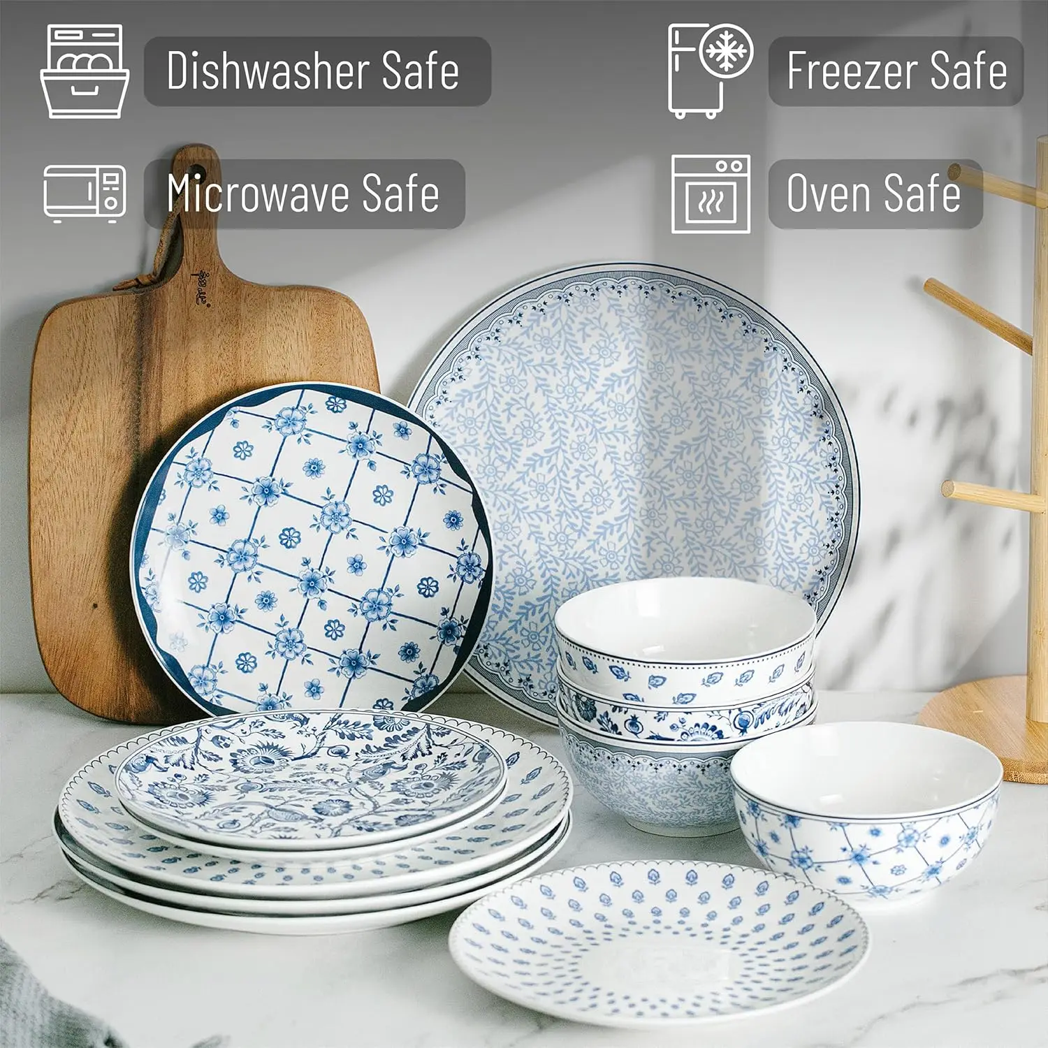 BTaT- Dinnerware Sets for 4, 12 pcs, Ceramic Dinnerware Sets, Plates and Bowls Sets for 4, Dish Set, Plate Set for 4, Dishes Set