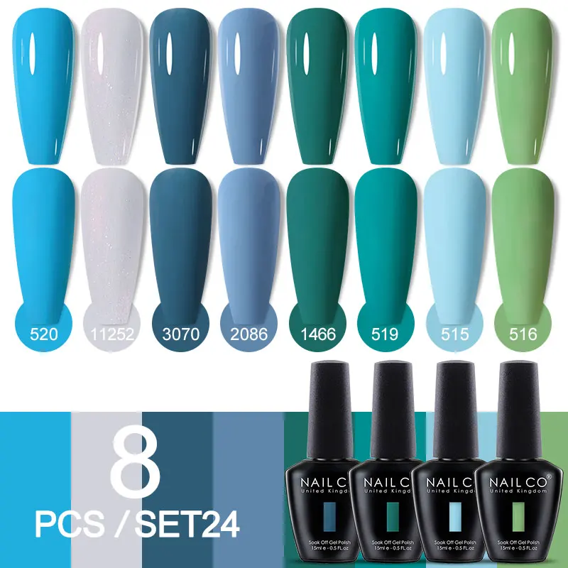 NAILCO 8 unids/set brillante Rosa rojo púrpura Gel Esmalte de uñas 15ml Nail Art Gel Vernis para uñas manicura brillo Kits semipermanentes