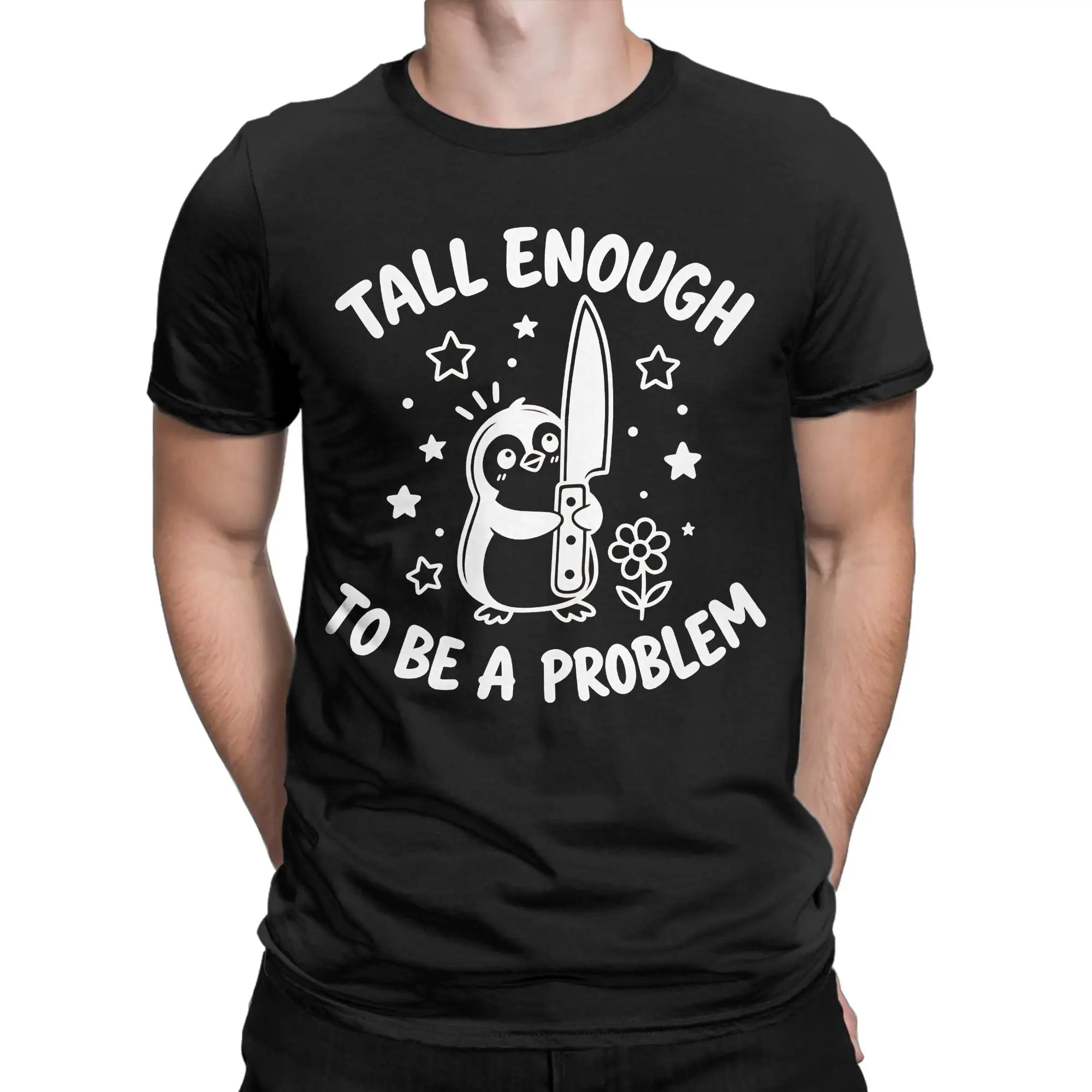 Men Women's T-Shirt Tall Enough to Be a Problem Novelty 100% Cotton Tees Funny Duck T Shirt Round Collar Clothing Summer