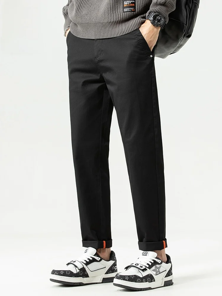 

Мужские повседневные свободные брюки прямого кроя: модные, простые, универсальные, спортивные, длинные, удобные, из хлопка с эластаном