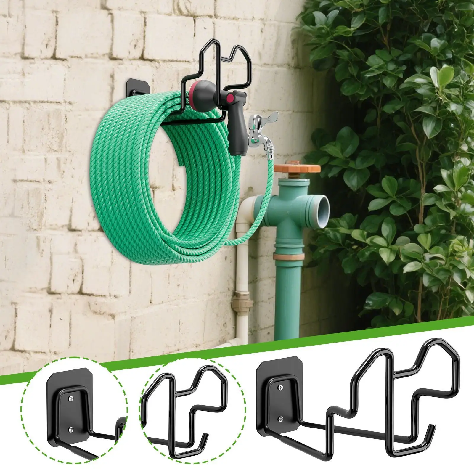 

50kg Garden Hose Rack Hose Wall Mount For Outside Wall Wall-Mounted Hanger Load-Bearing Garage Hook For Shop Patio Lawn Yard