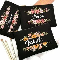 Creative Black minimalist Makeup Bag Name Customized Bag Fashion Cosmetic Bag Teacher Festival Couple Birthday Christmas Gift