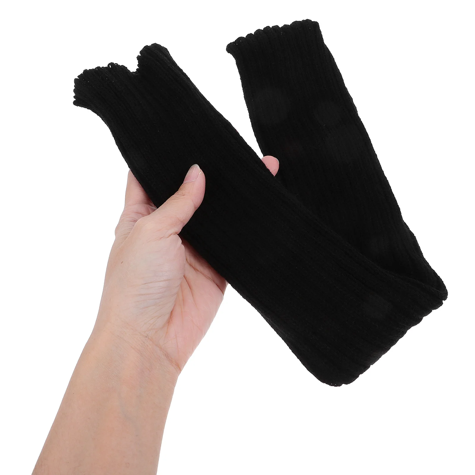 

Winter Gloves Thermal Fingerless for Women Mittens Soft Warmers Black Knit with Cover