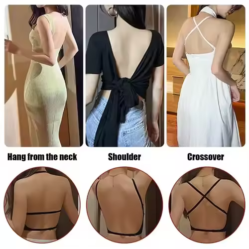 Women Invisible Bra Deep U Plunge Bras Backless Top for Dresses Sexy Lingerie with Transparent Strap Push Up Strapless Underwear - Image 5
