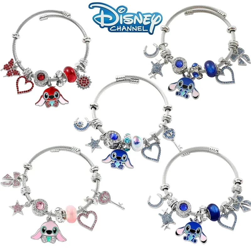 5 Styles Disney Stitch Pandora Bracelet Jewelry Cute Cartoon Anime Fashion Kawaii Ladies Bracelet Girlfriend Valentine Day Gifts