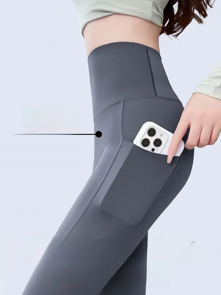 بنطلون يوجا نسائي من إيج إم جي مبطن بالجلد الصناعي، بنطلون رياضي مريح للخريف والشتاء، ملابس خارجية جديدة لعام 2025