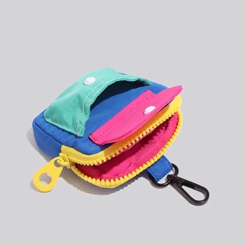 Dopamine Color Mini Wallet Keychain Coin Bag Mini Zipper Earphone Bag Cute Backpack Accessories Outdoor Portable Small Bag