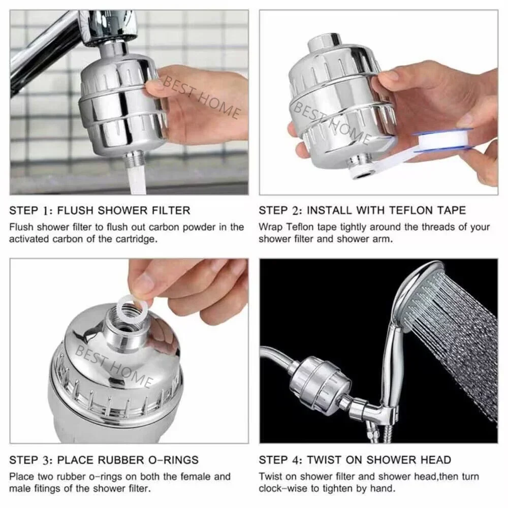 New 15 Stage Shower Head Water Filter Remove Chlorine Heavy Metals Filtered Soften for Bathroom Water Bath Filtration Purifier