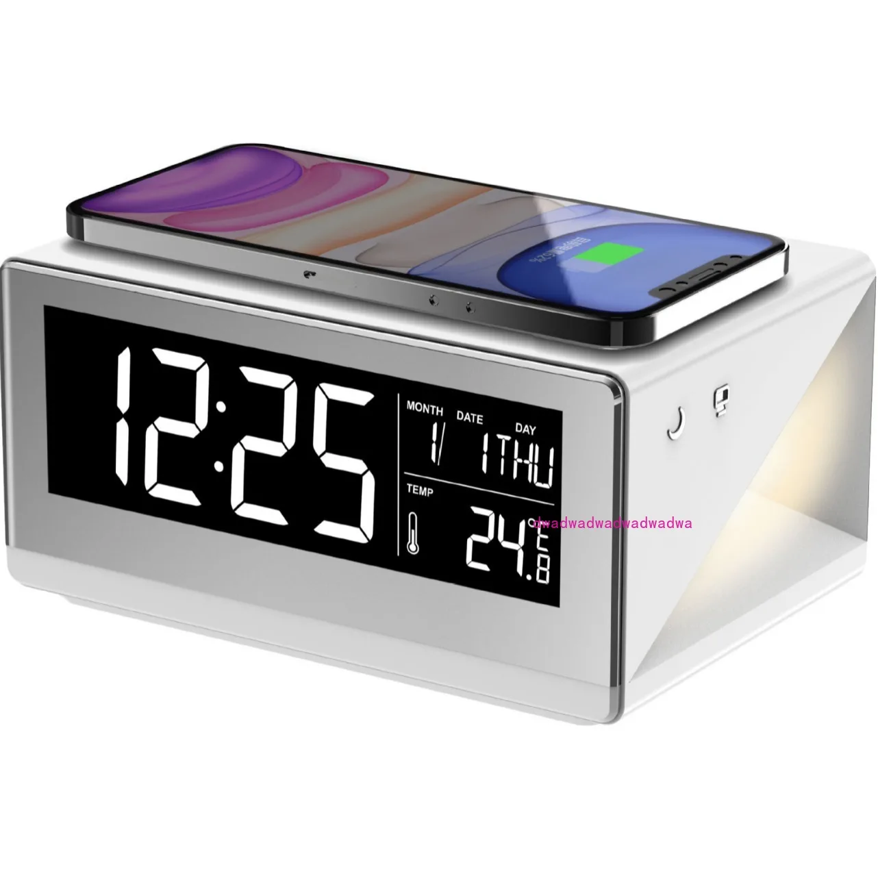 Cross-border simple mobile phone wireless charging alarm clock bedside creative night light multi-function home display clock