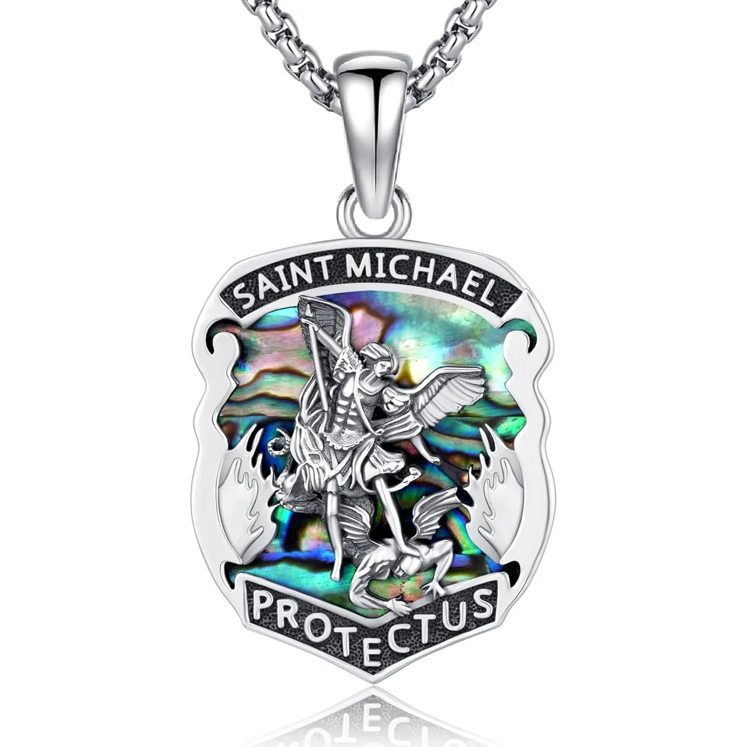 

Ожерелье Saint Michael из стерлингового серебра 925 пробы, медаль Святого Майкла, кулон, амулет, ювелирные изделия, подарки для мужчин и женщин, день рождения, Рождество