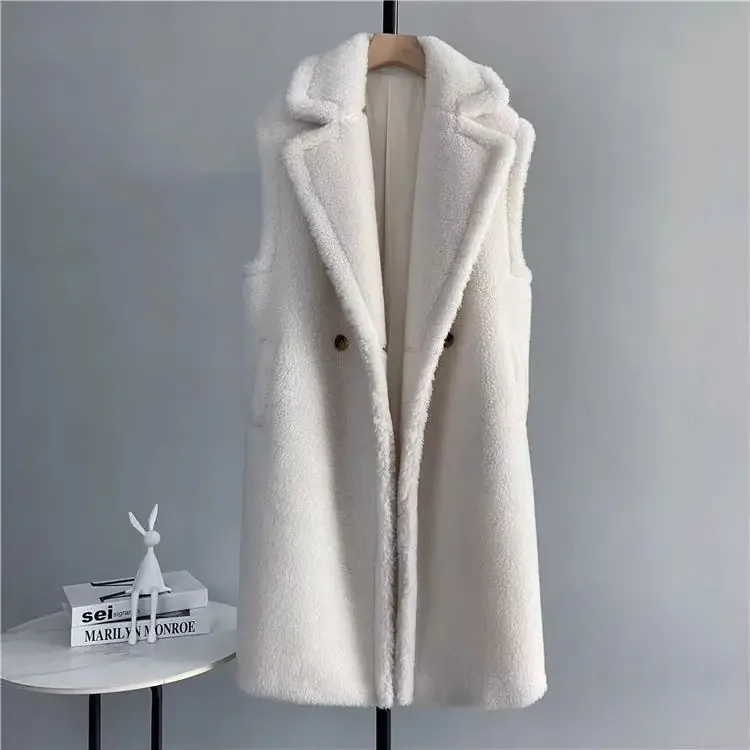 Veste longue ample en fausse fourrure pour femme, gilet en fourrure, sans manches, Imitation fourrure, assorti avec tout, épais, automne hiver