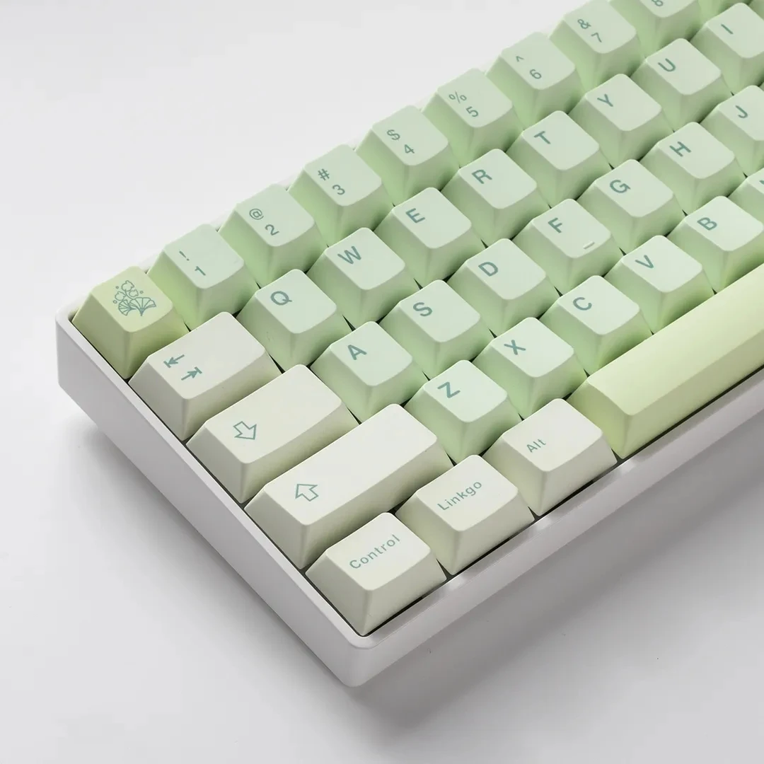 Imagem -04 - Keycap Teclado Mecânico Verde Sublimação Térmica Altura Cereja Material Pbt Faça Você Mesmo Gamer Acessórios 130 Chaves