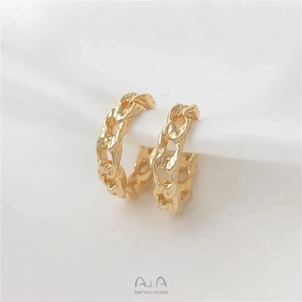 S925 Silver Needle Earrings 14K Gold-plated Twist Chain Earrings Handmade Earrings Diy Fashion Temperament Ear Accessories E092