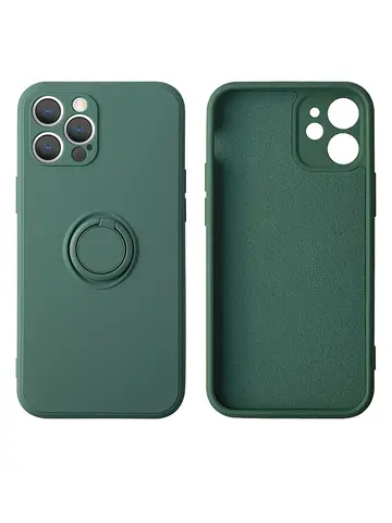 Fundas de teléfono con anillo de soporte magnético de silicona líquida para IPhone 15 14 13 12 11 Pro Max Mini X XS XR 8 7 Plus contraportada a prueba de golpes