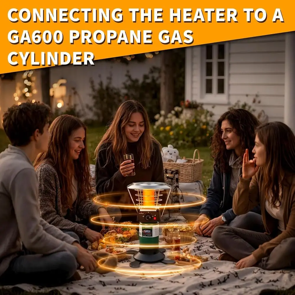 360 °   سخان بروبان خارجي مشع مع ميزات أمان، إشعال نبضي، مثالي للحدائق والباحات (لا يشمل أسطوانة الغاز