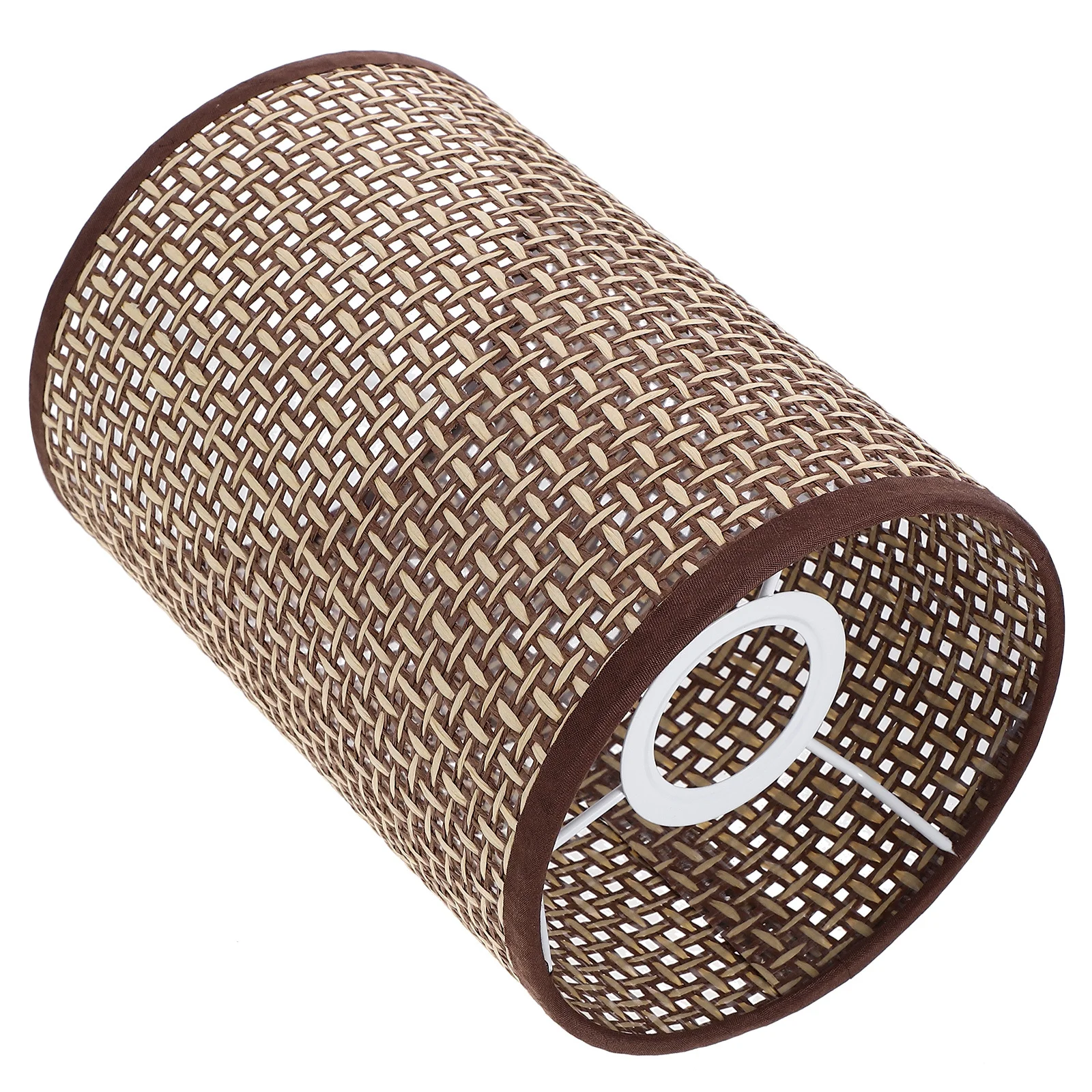 Rattan Shade E14/E27 Base Table Lamp Cover Drum Style Woven Natural Light Decor Floor Lamp Replacement Holder For Living Room