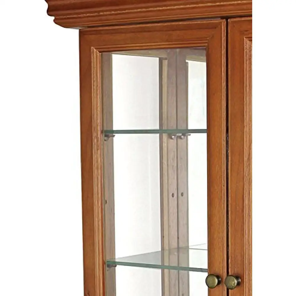 Tuscan Glass Front Curio Cabinet 26" Tall Wood Display Storage Case Mirrored Doors- Handcrafted Wall Mount/Freestanding Shelf-