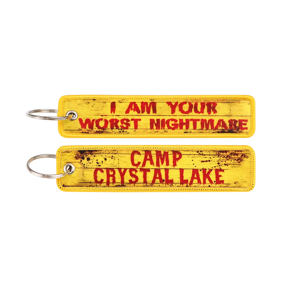 Warning Sign Embroidery Funny Quotes Key Fobs Key Tags Keychain for Motorcycle Cars Key Holder Chaveiro Jewelry Gifts