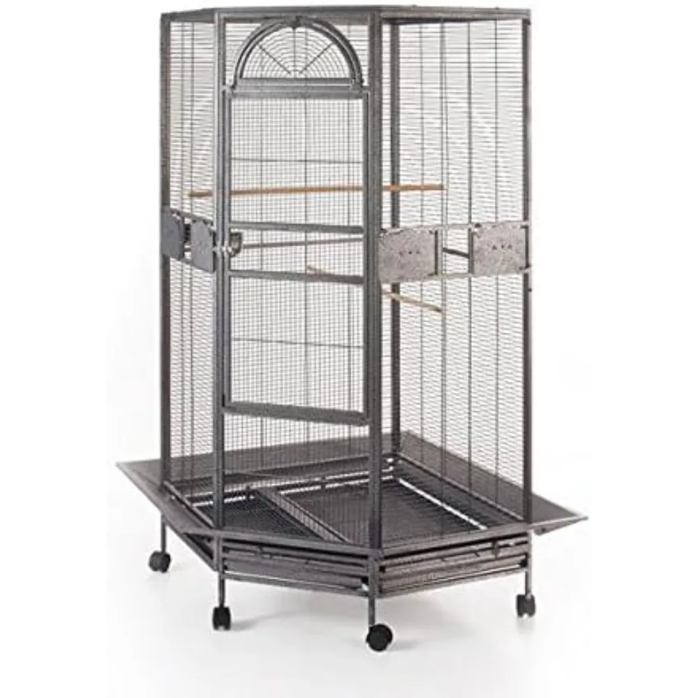 

Corner Bird Cage for Cockatiel Parakeet Black and White