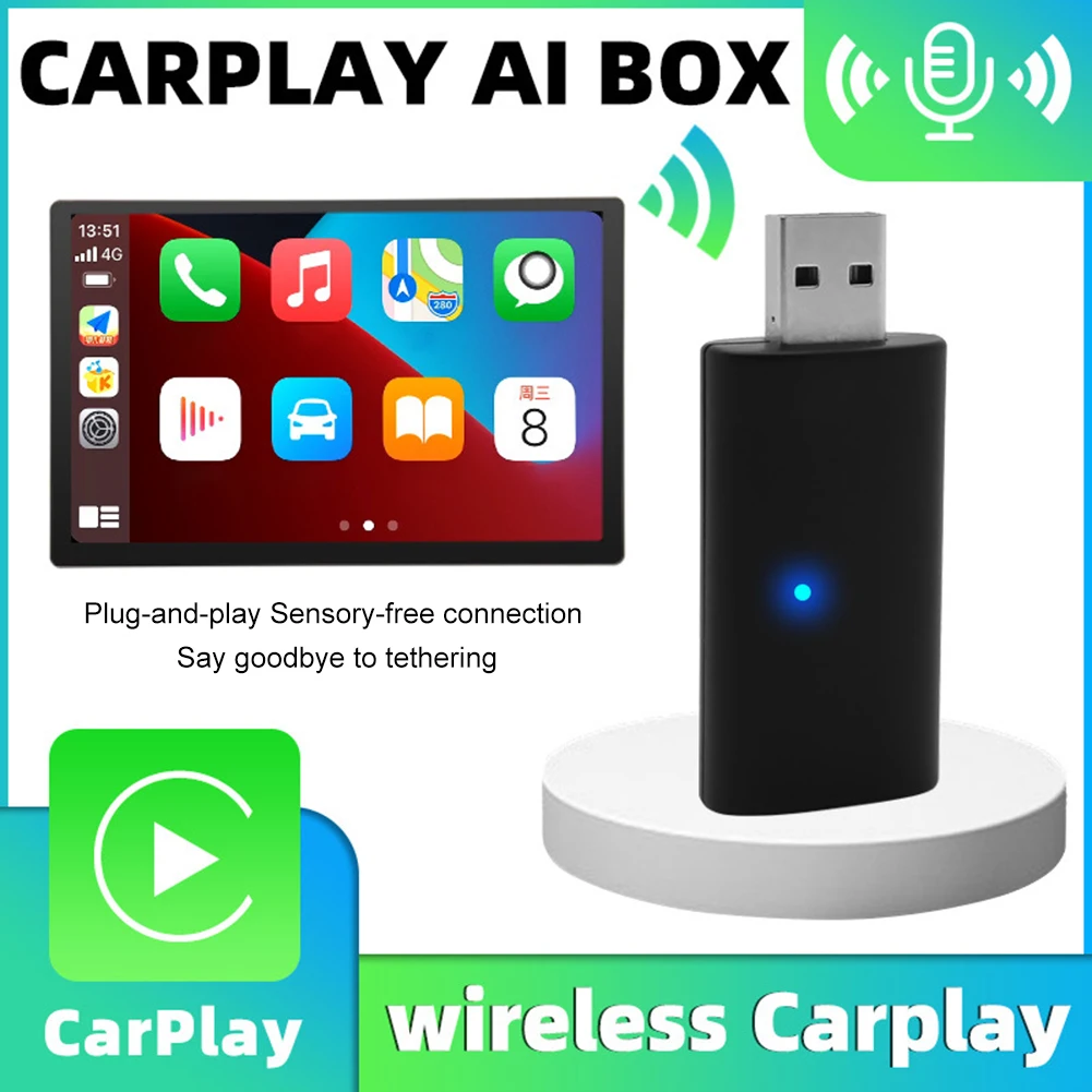 

Car Mini Wired to Wireless Adapter for CarPlay USB Plug & Play Wireless Dongle for iPhone Bluetooth-compatible Auto Accessories