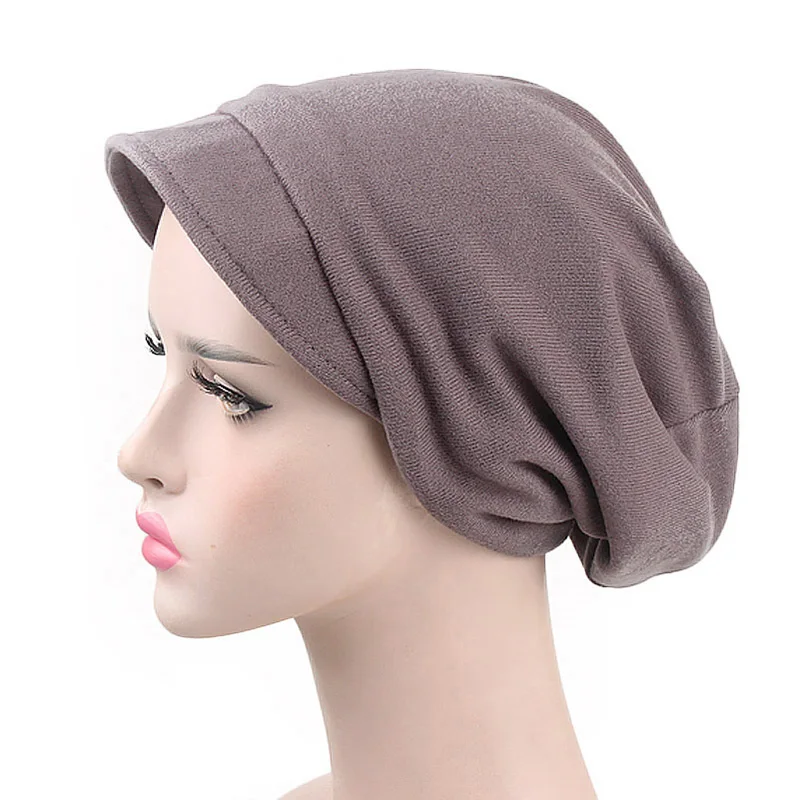 Fashion Turban Cap Beanies wide Plain Hats For Women Chemo Cap Muslim Hijab Caps  Stretch Turban Head Wrap Bonnet Hat