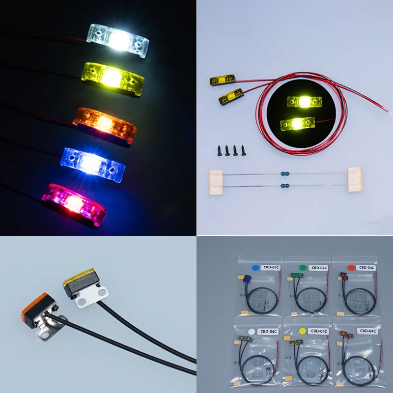 Luces LED de posición lateral, luz de advertencia para camión volquete Tamiya RC 1/14 SCANIA 770S VOLVO 750 mercedes-benz ACTROS 3363 piezas de coche MAN