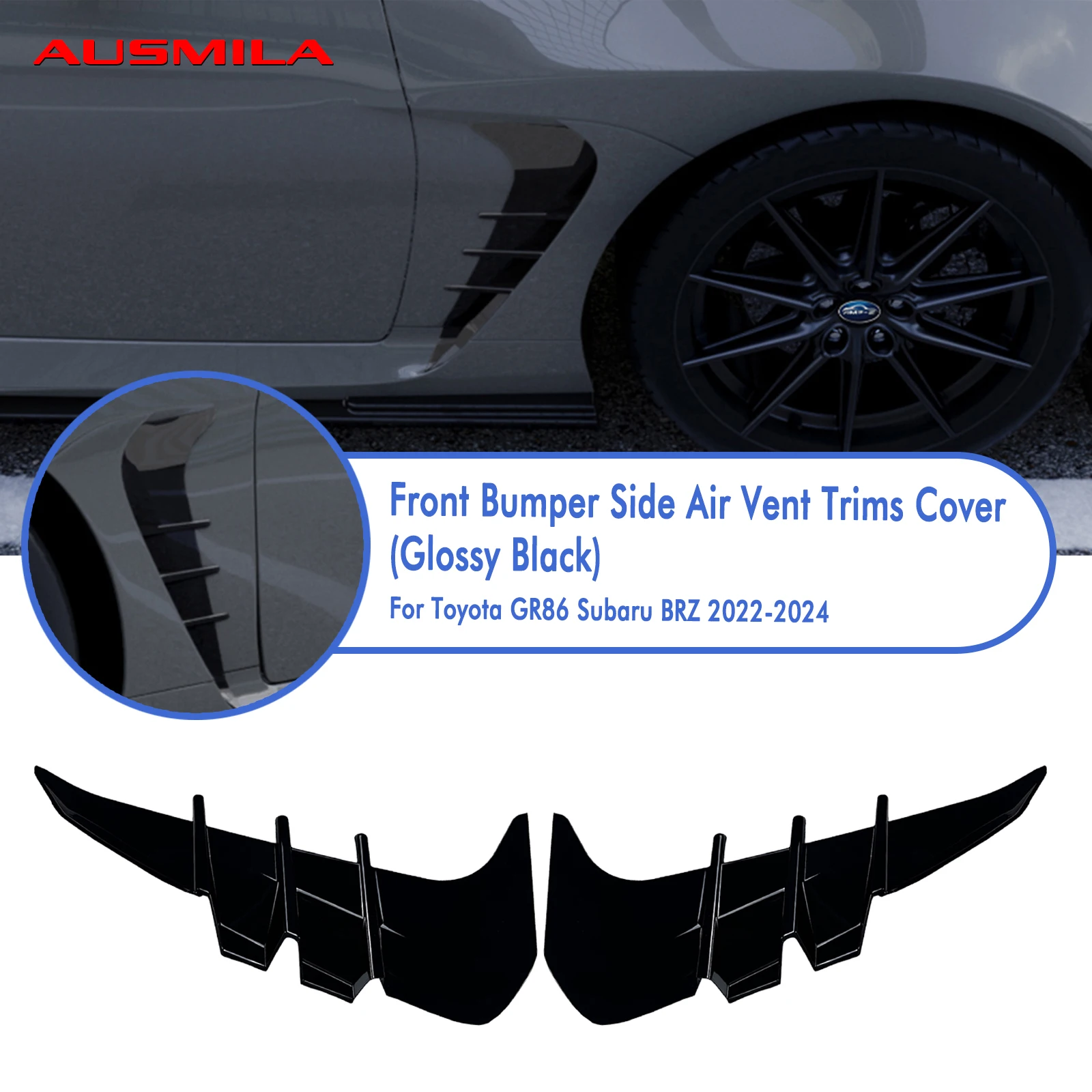 2PCS Car Front Fender Side Intake Air Vent Outlet Cover Splash Shield For Toyota GR86 2022 2023 2024