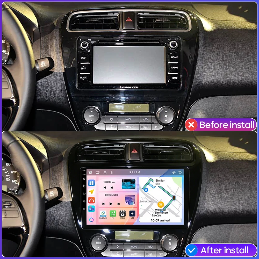 Android 16 Car Radio 4G+WiFi Carplay Auto Multimedia Video Stereo DSP GPS Navigation For Mitsubishi Mirage 6 Attrage 2012 - 2018