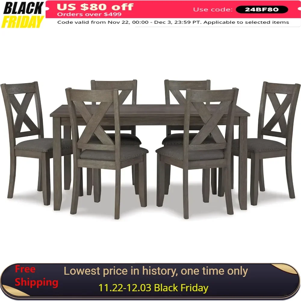 

Outdoor Tables 7 Piece Dining Set, Include Table and 6 Chairs, Outdoor Tables