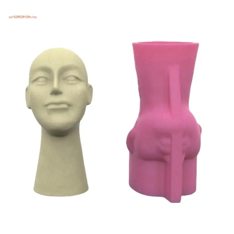 Silicone Flower Vase Mold Human Face Flexible Ornament Molds Silicone Flowerpot Mold Suitable for Crafting Planter