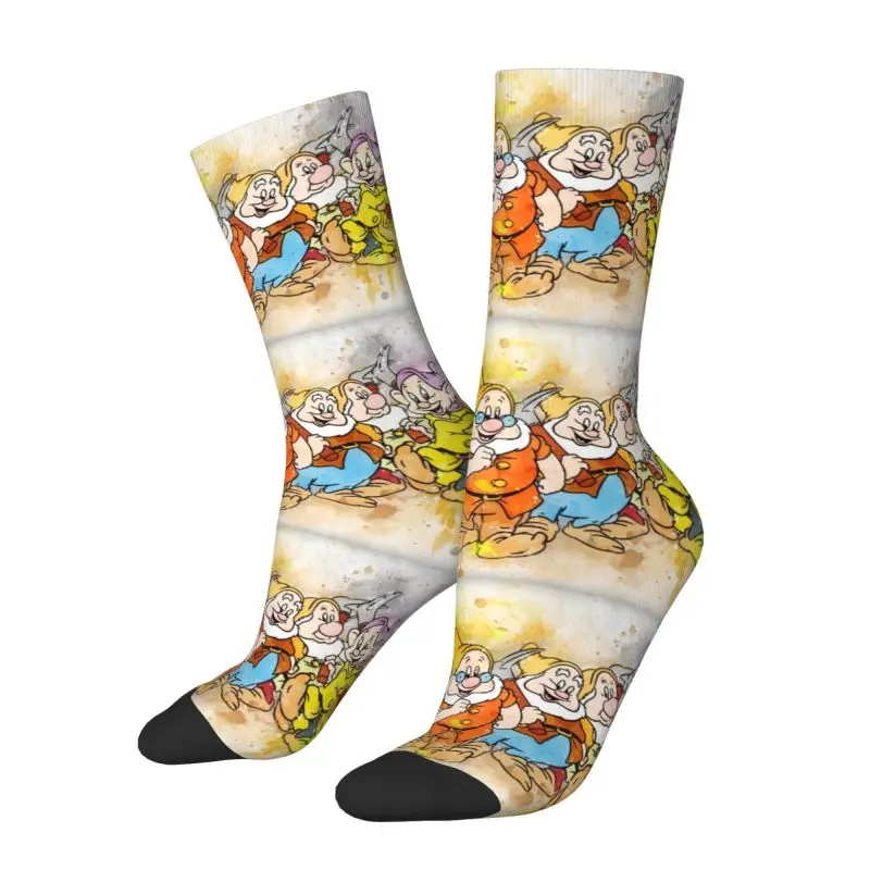 Custom Snow White And The Seven Dwarfs Men Women Crew Socks Unisex Fun Cartoon Spring Summer Autumn Winter Dress Socks