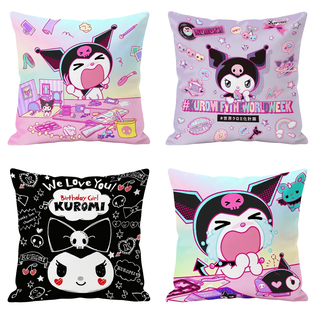 Kuromi Double Sided Print Decorative Cushion Cover for Sofa Bedroom Cool Room Stuff Cool Things for the Room Y2K Room Decor