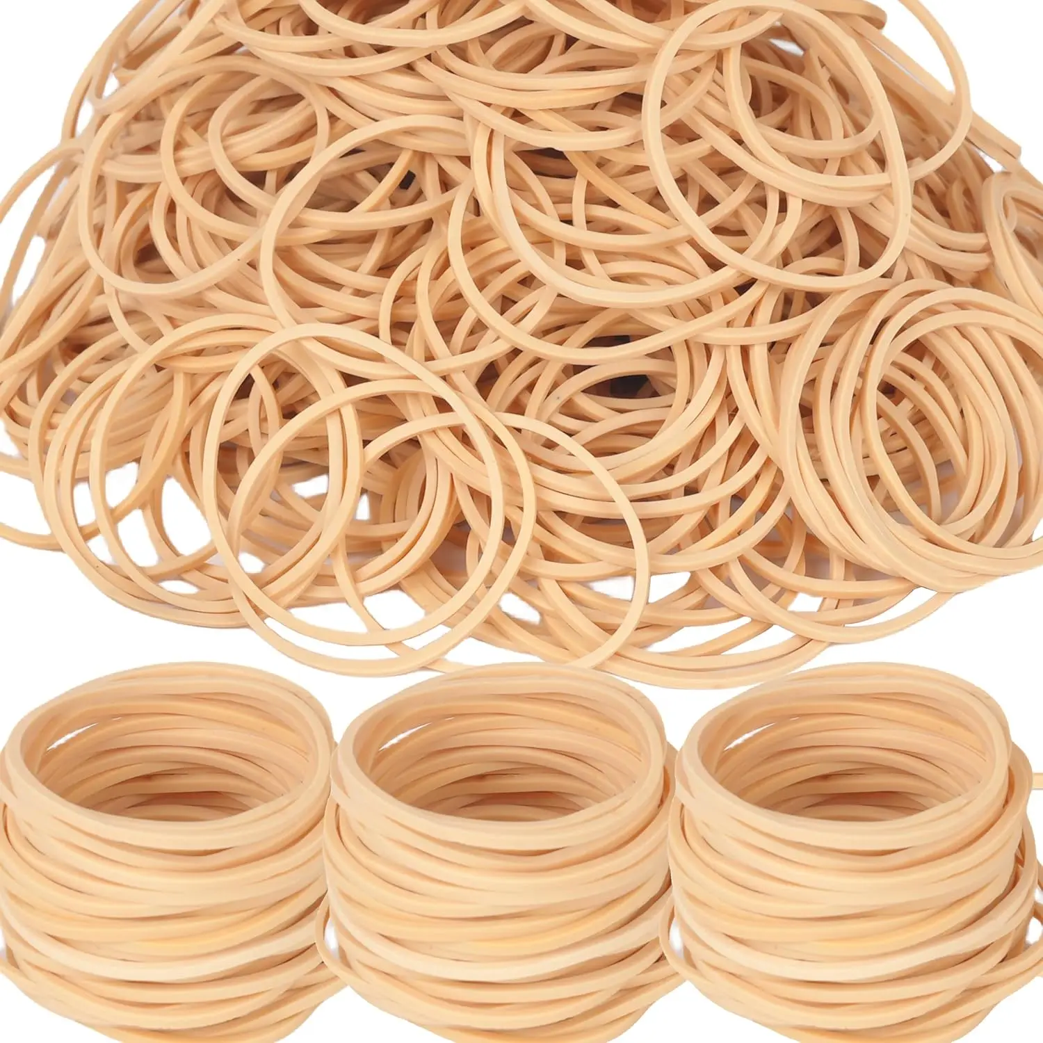 

500 Pcs #16 Rubber Bands, Beige, 2-1/2" x 1/16", Strong Elasticity for Office & Home