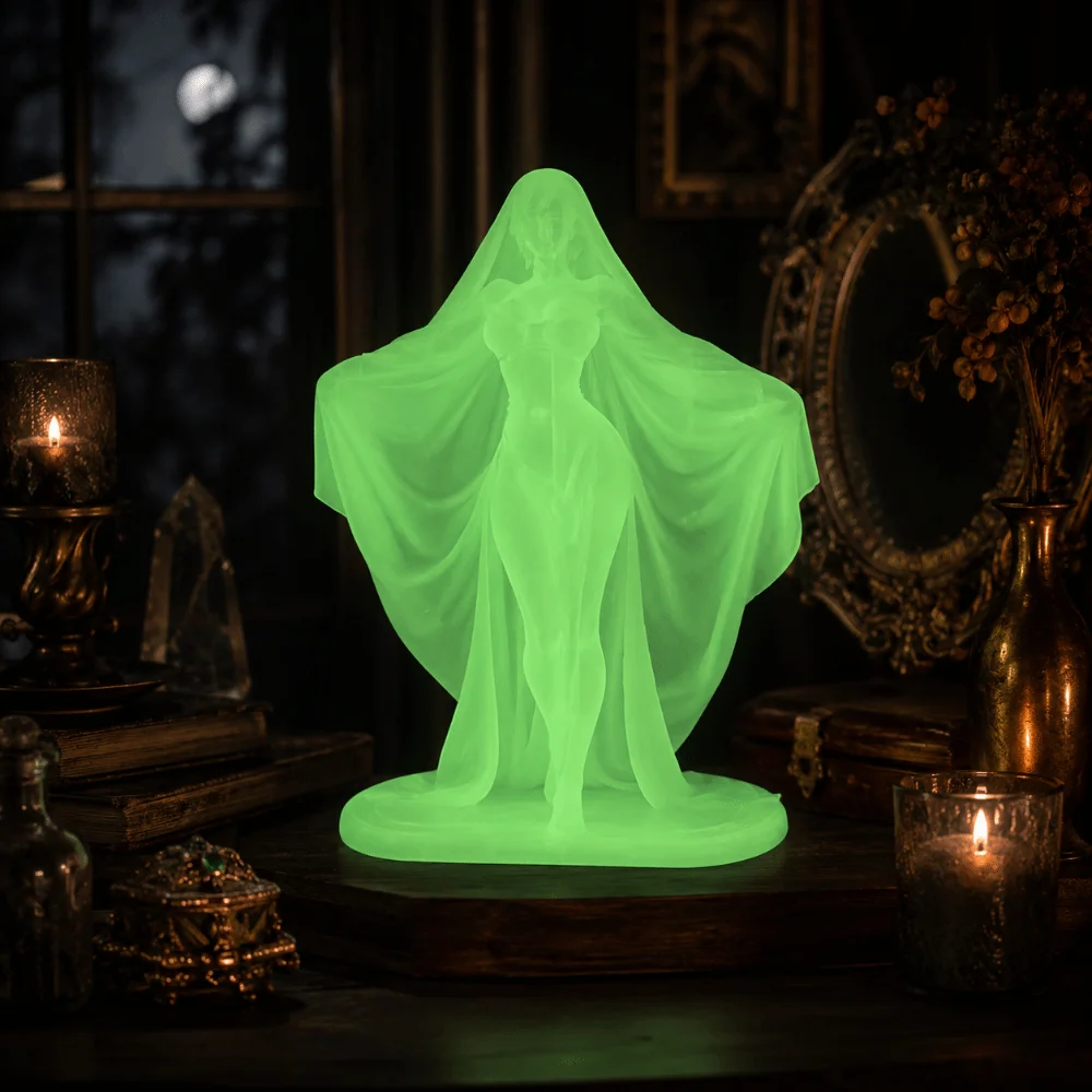 Luminous Desktop Ornaments Decorations Character Model Cloak Woman Statue 3D Printed Mysterious Goddess Figure Tabletop Display