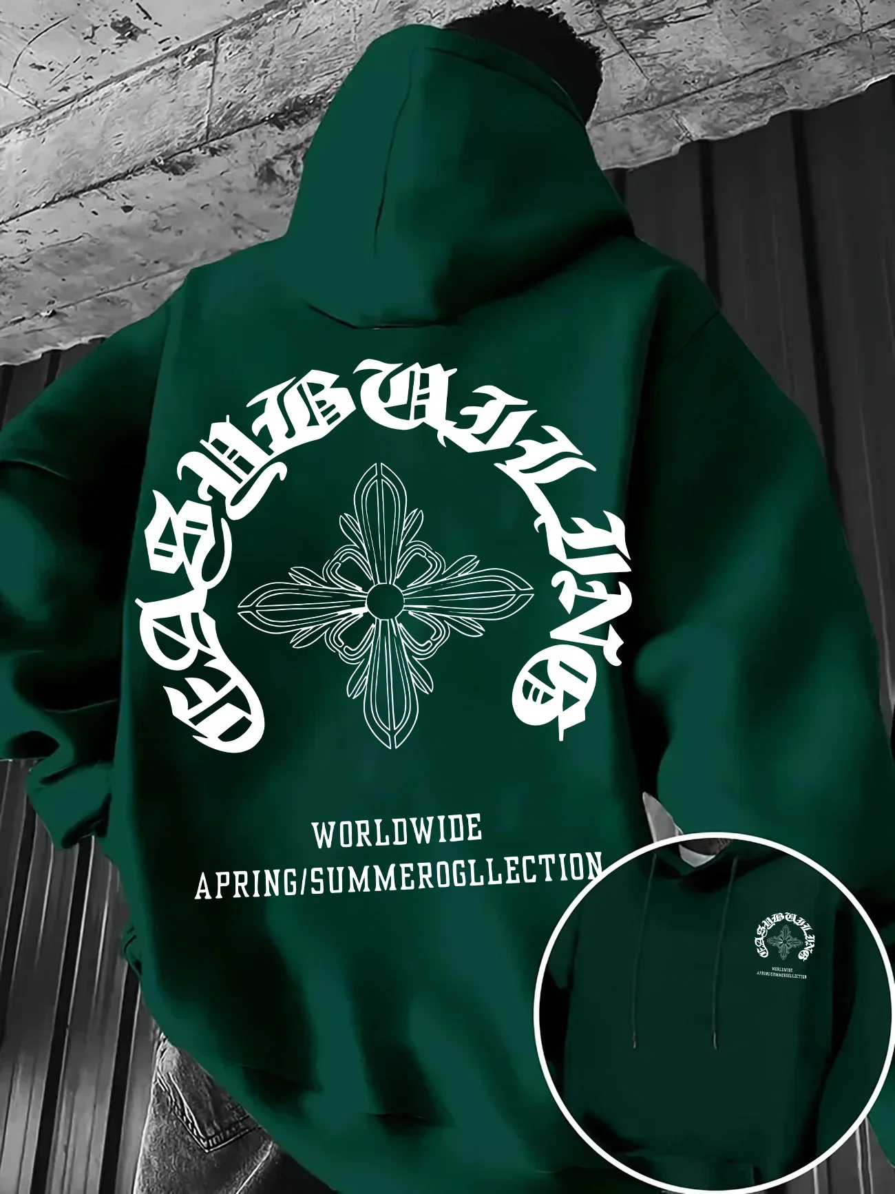 2026Sudadera Con Capucha Hombre, Estampado Cruz Gótica Vintage, Manga Larga, Corte Holgado Para Otoño E Invierno