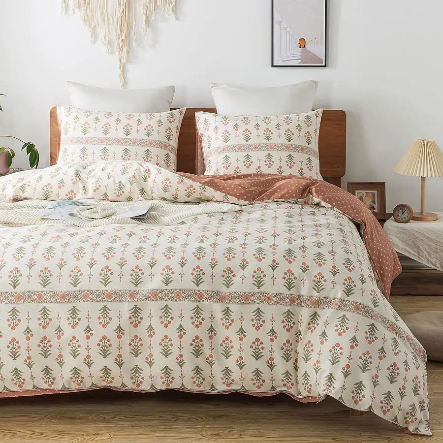 

Комплект пододеяльников King Size из 100% хлопка, с цветочным узором, мягкий и дышащий, на молнии