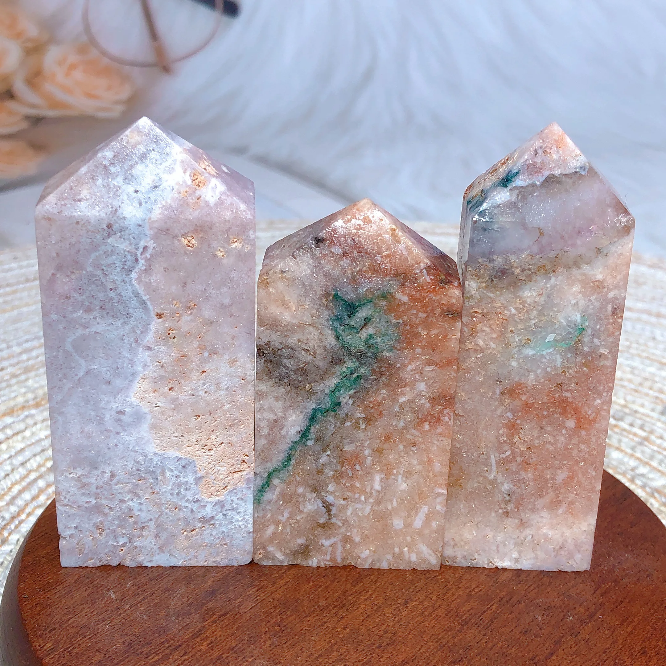 

Natural Crystals Pink Amethyst Druzy Tower Garden Decorations Prismatic Stone Geode Mineral Energy Gemstones