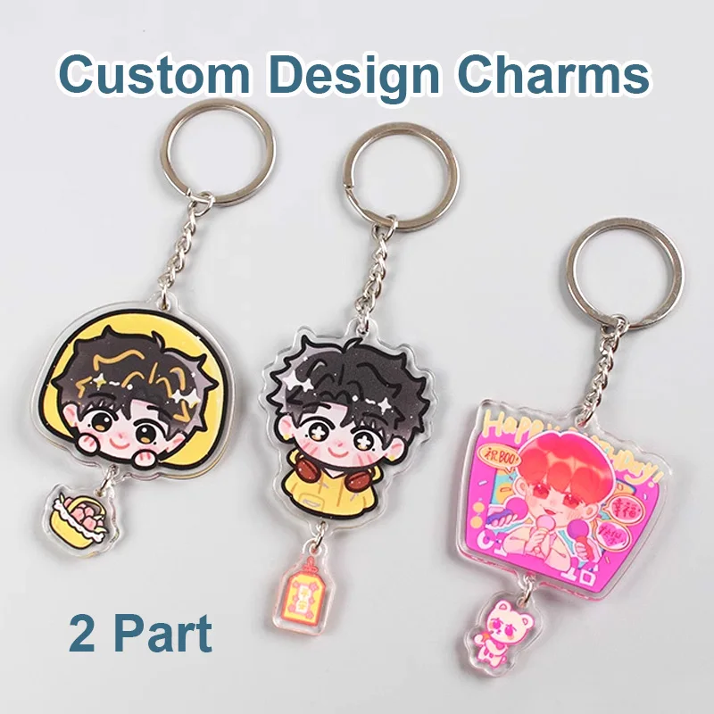 

Custom Charms String Clear Acrylic Logo Cartoon Photo Transparent Holographic Keychains Anime Personalized Key Chains For Gifts