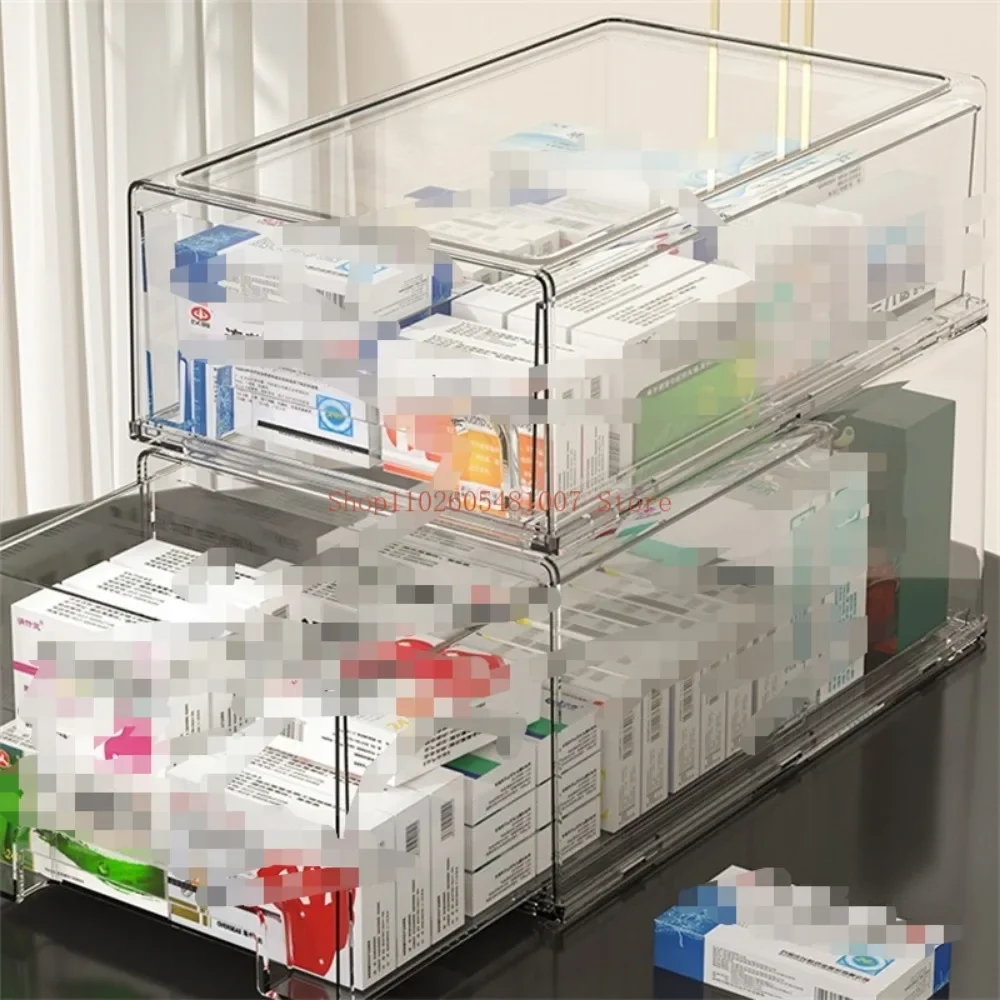 Medicine Box Drawer Style Household Light Luxury Transparent Acrylic Multi-layer Stackable Dustproof Large Capacity