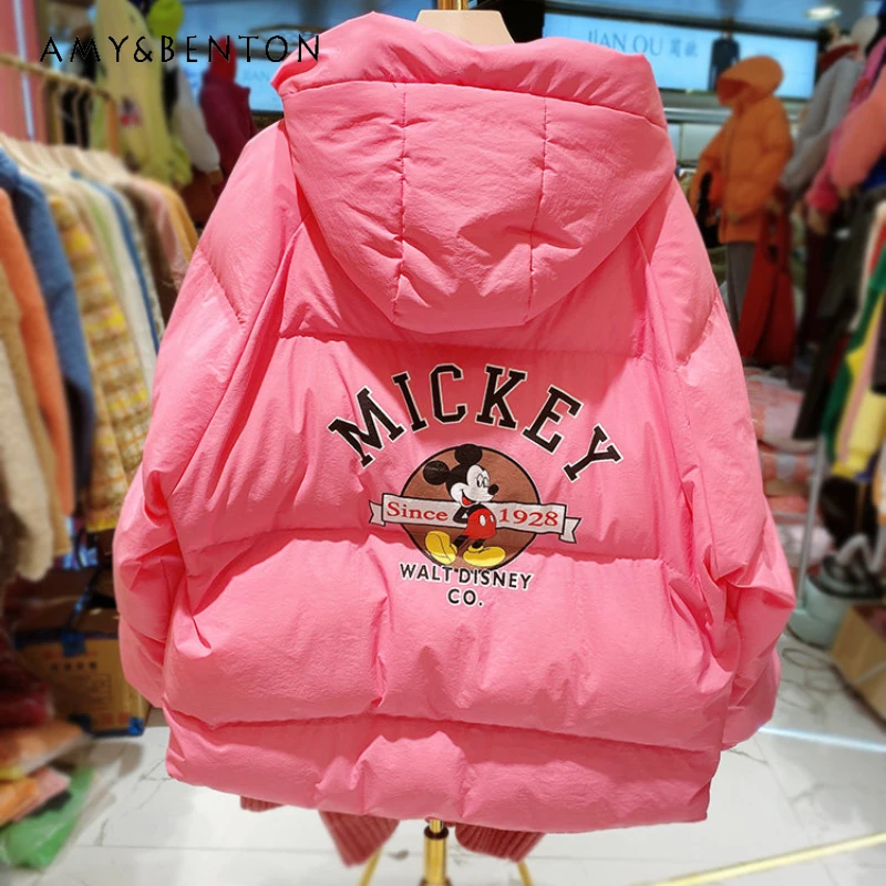 Women\'s Printed Cartoon Cotton-Padded Jacket Fashion Design Loose Cotton Coat Trendy Bread Cotton-Padded Top Ladies