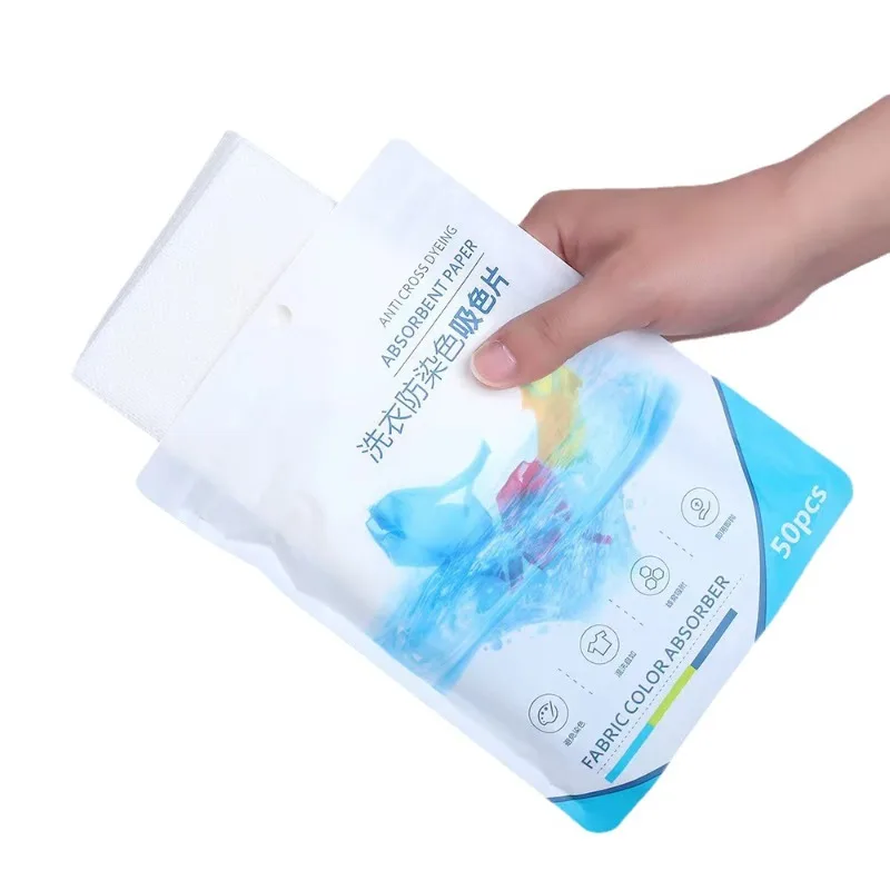 50/100 Uds. Hojas de lavandería, hojas absorbentes de Color, papel desechable antiolor para sangrado y teñido, artículos para el hogar