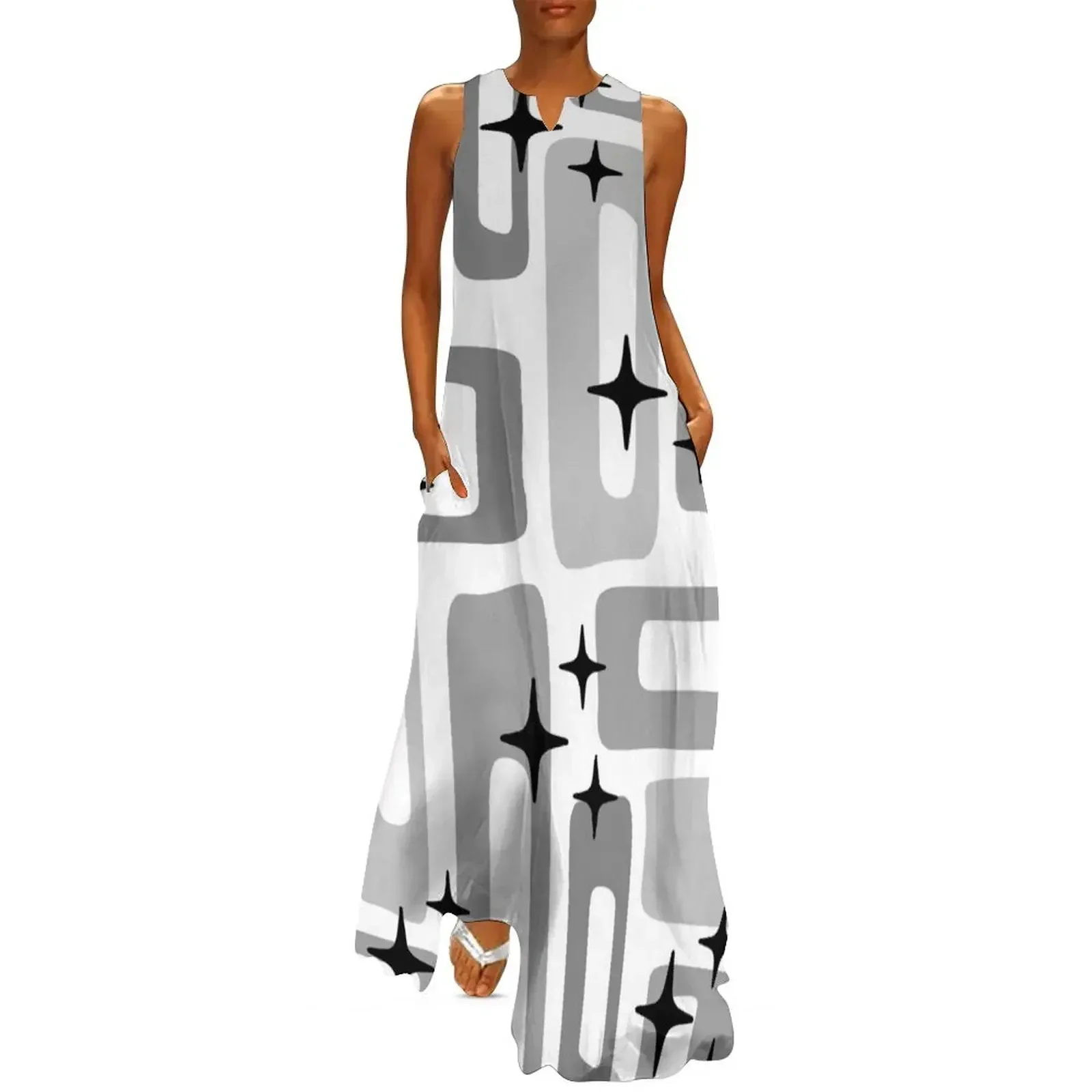 

Retro Mid Century Modern Abstract Pattern 159 Long Dress women's summer jumpsuit Dress