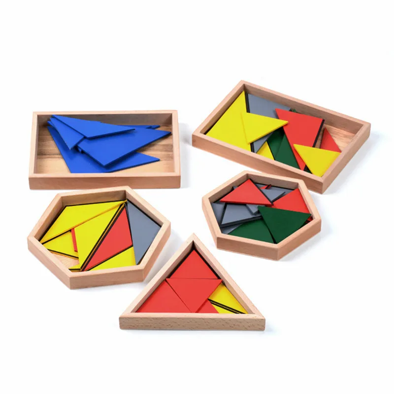 

Baby Montessori Toys Triangle Structure 5 Boxes Of Preschool Education Geometric Cognition Educational Children Gifts Kids Toys