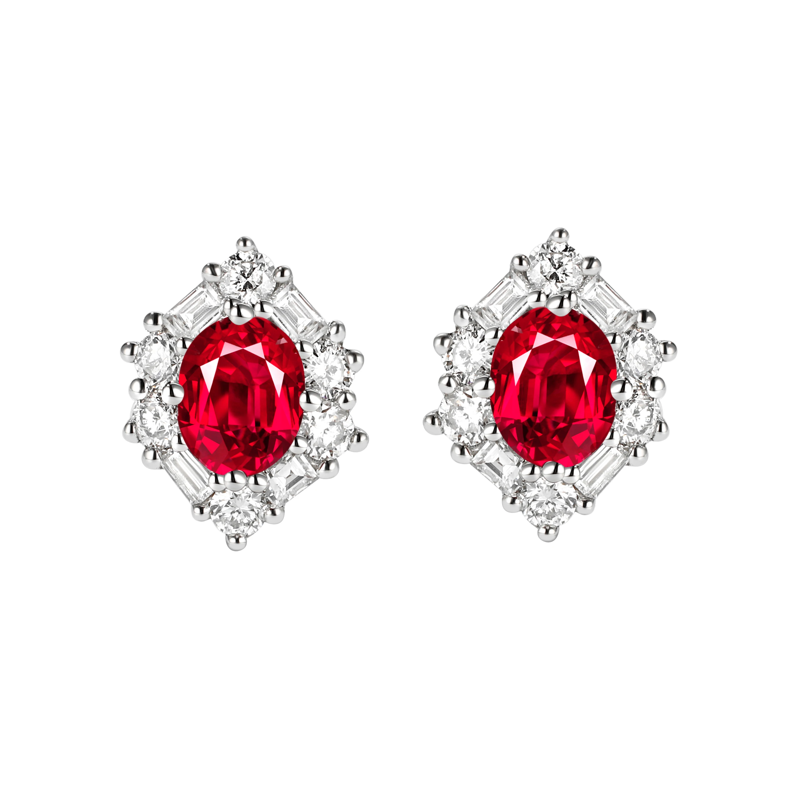 

AU750 18K Gold Earring Elegant Jewelry Classic Design Pigeon Blood Natural Ruby Diamonds Trendy Customize Earring