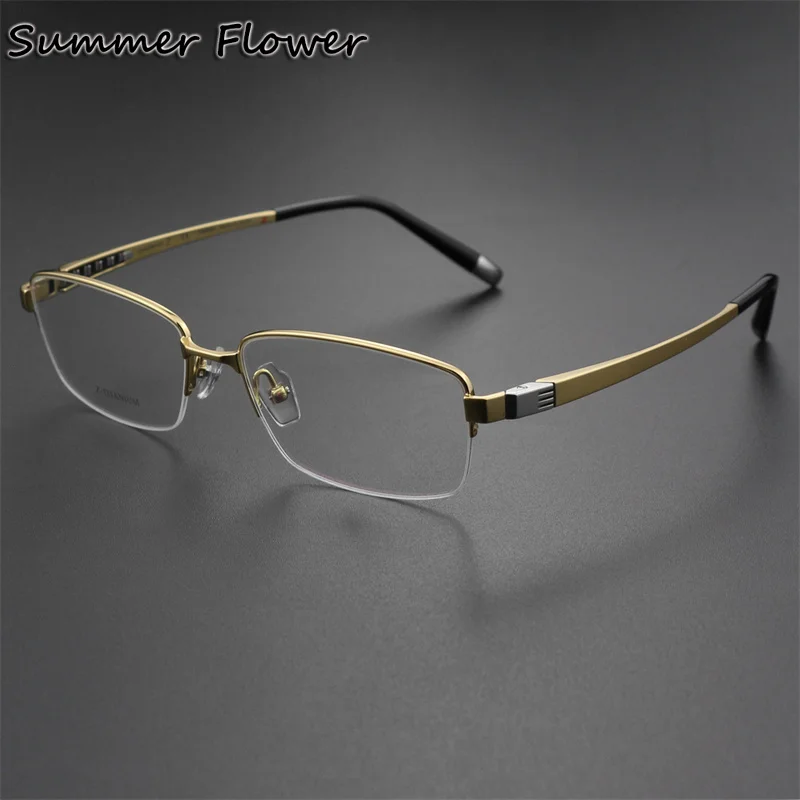 

145 mm Ultra Light Pure Titanium Frame Flexible Glasses Men Optical Prescription Eyewear High End Designer Gafas 55 mm